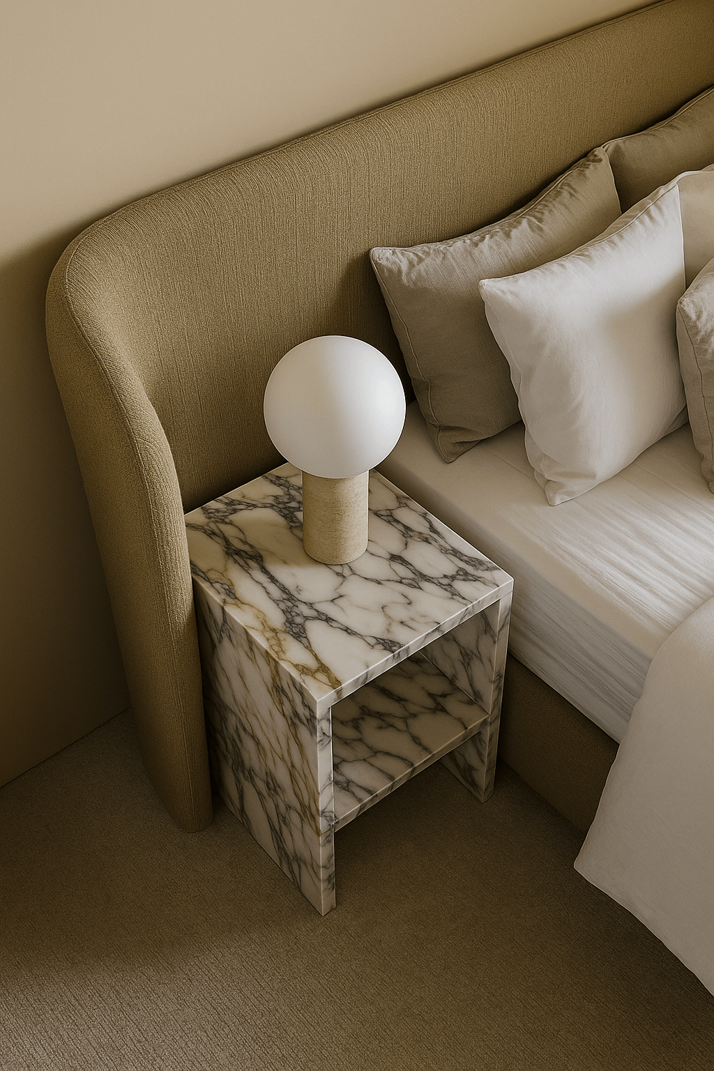 White Marble Bed Side Table