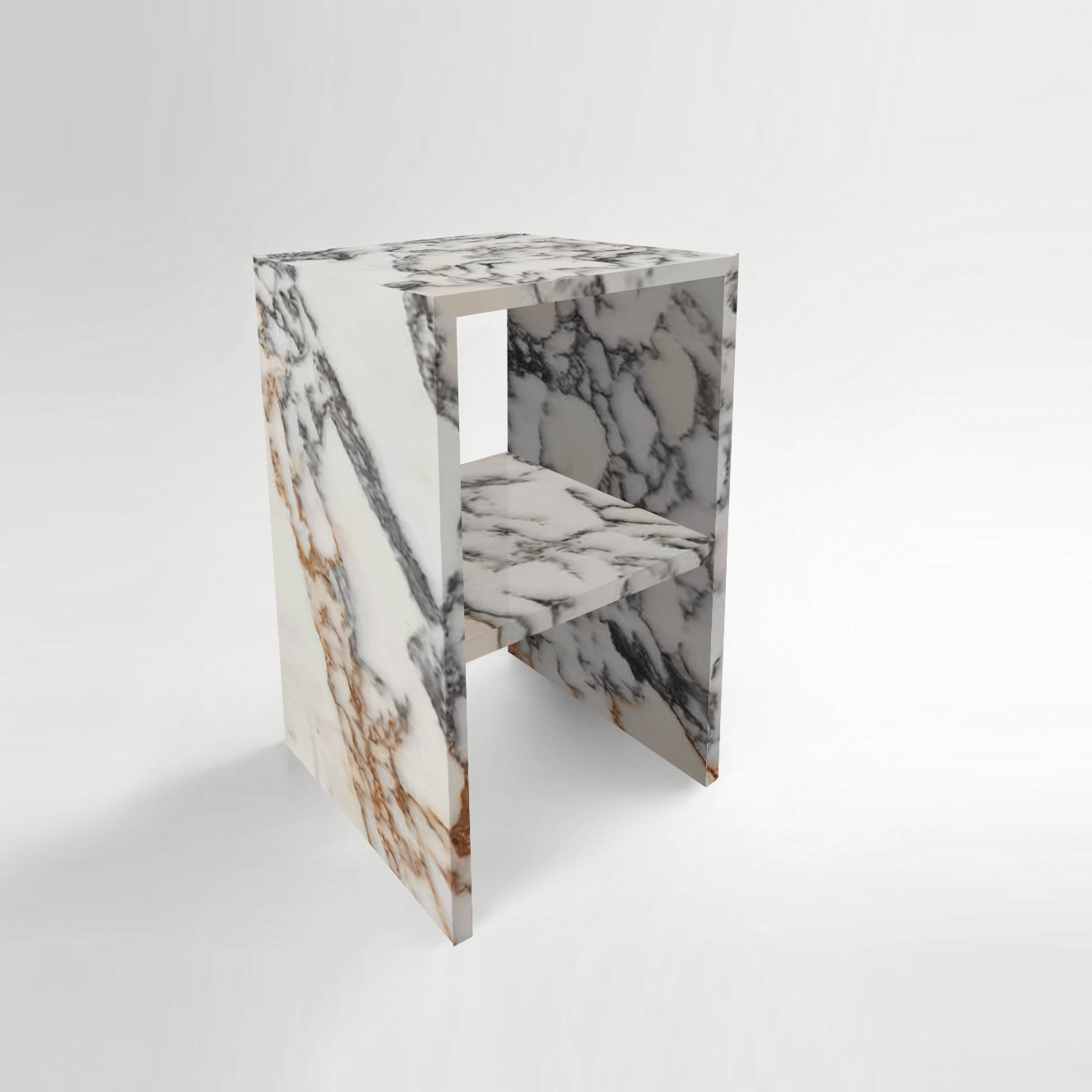 White Marble Bed Side Table Close Up