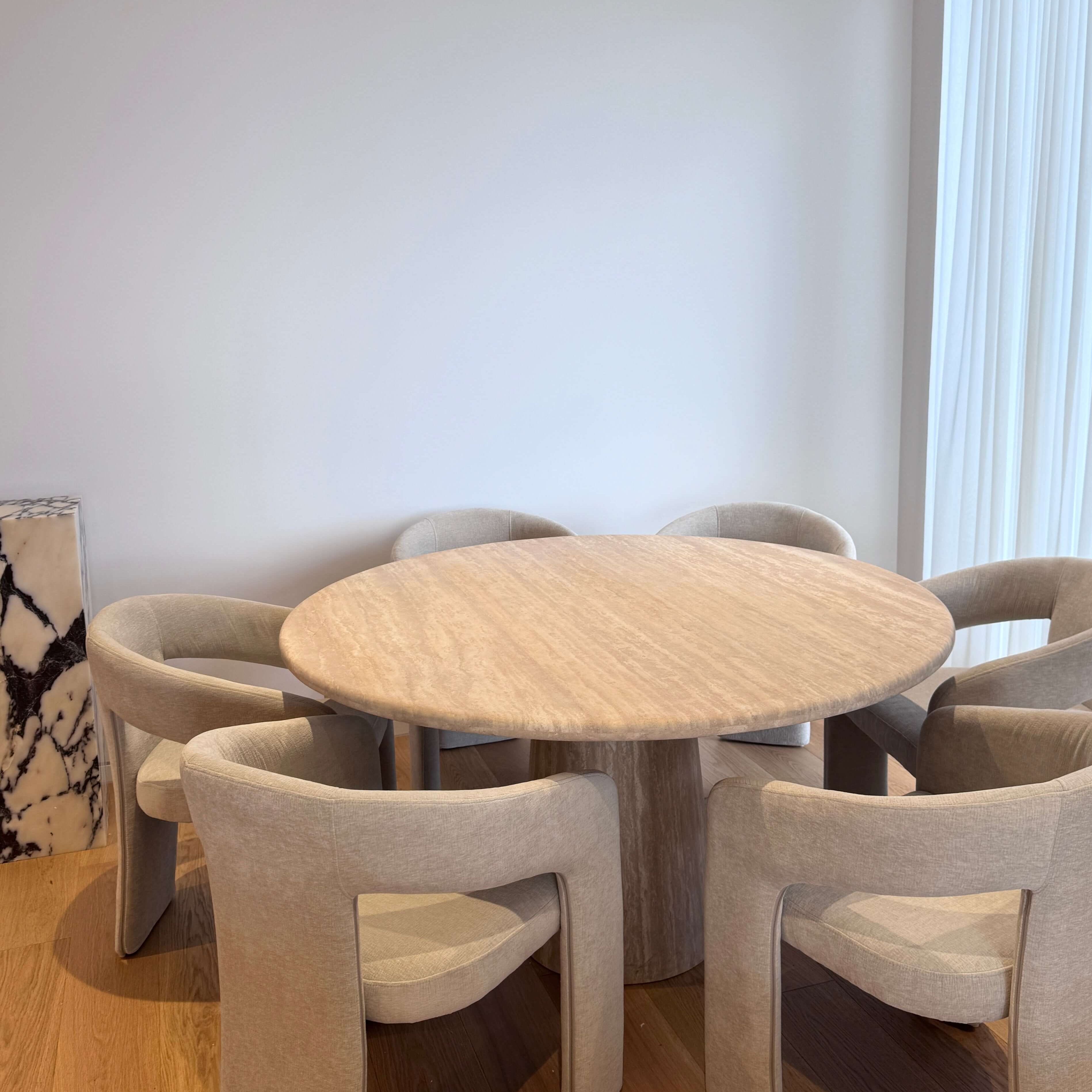 Round Travertine Dining Table