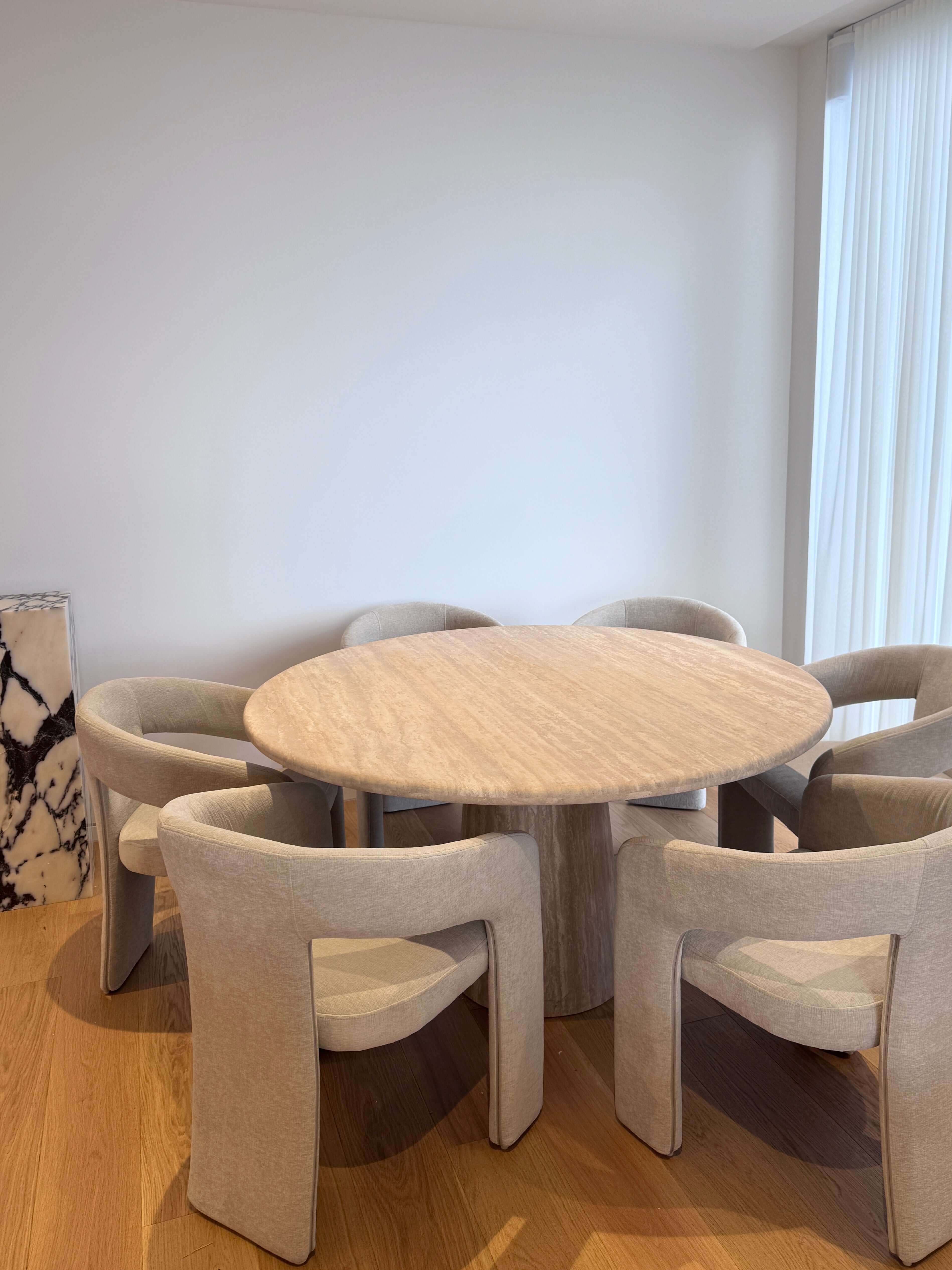 Round Travertine Dining Table