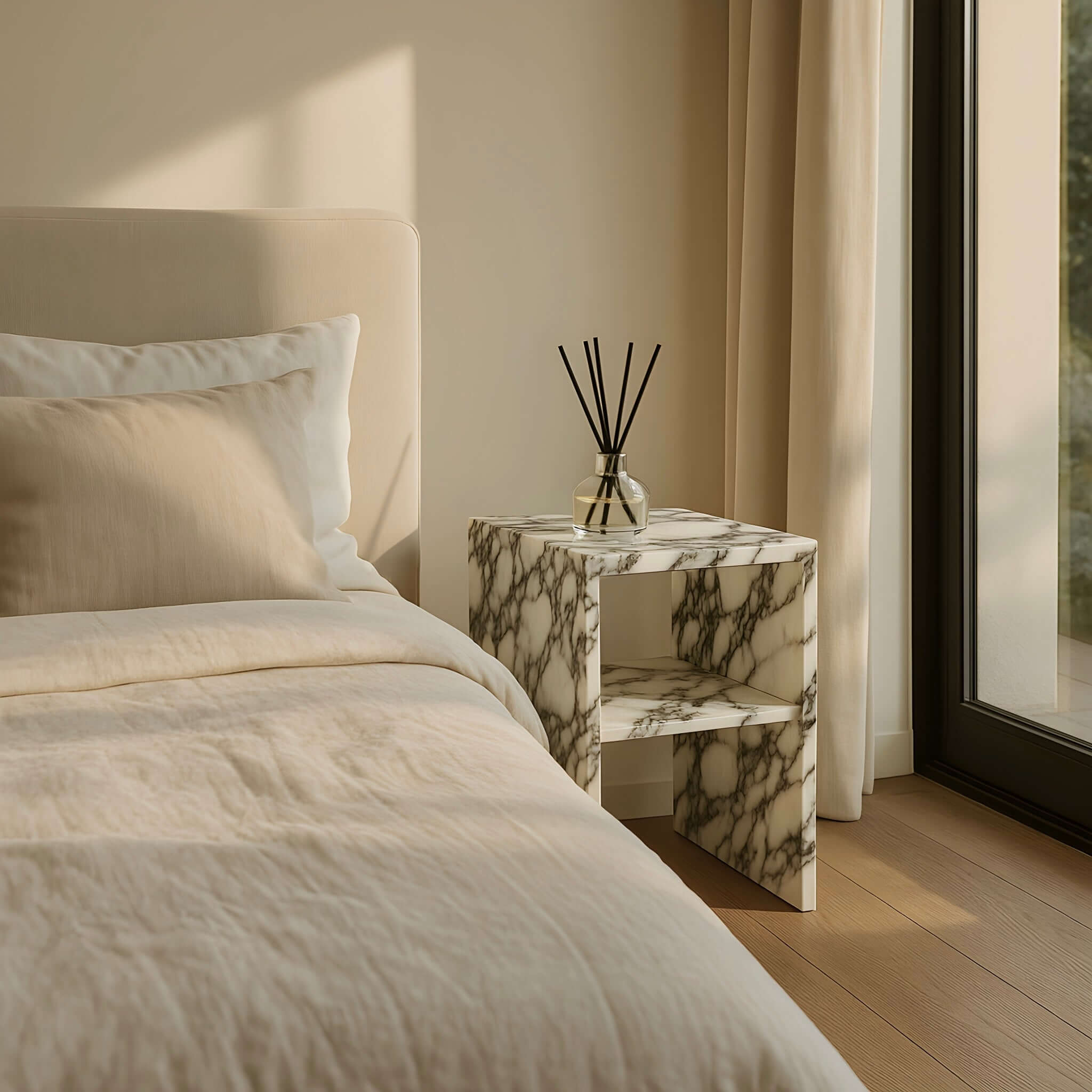 Calacatta Viola Marble Bed Side Table