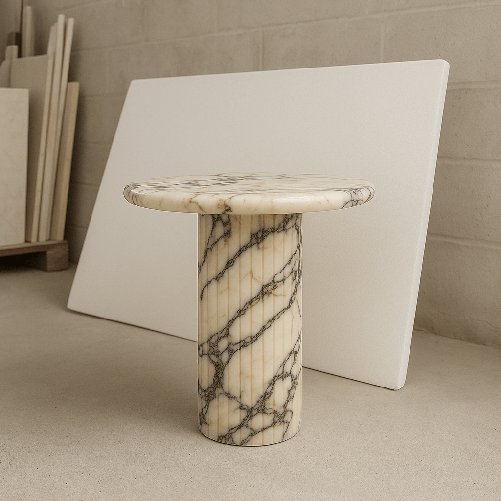 Calacatta Viola marble side table — marble side tables available in Australia from Kozy Nest
