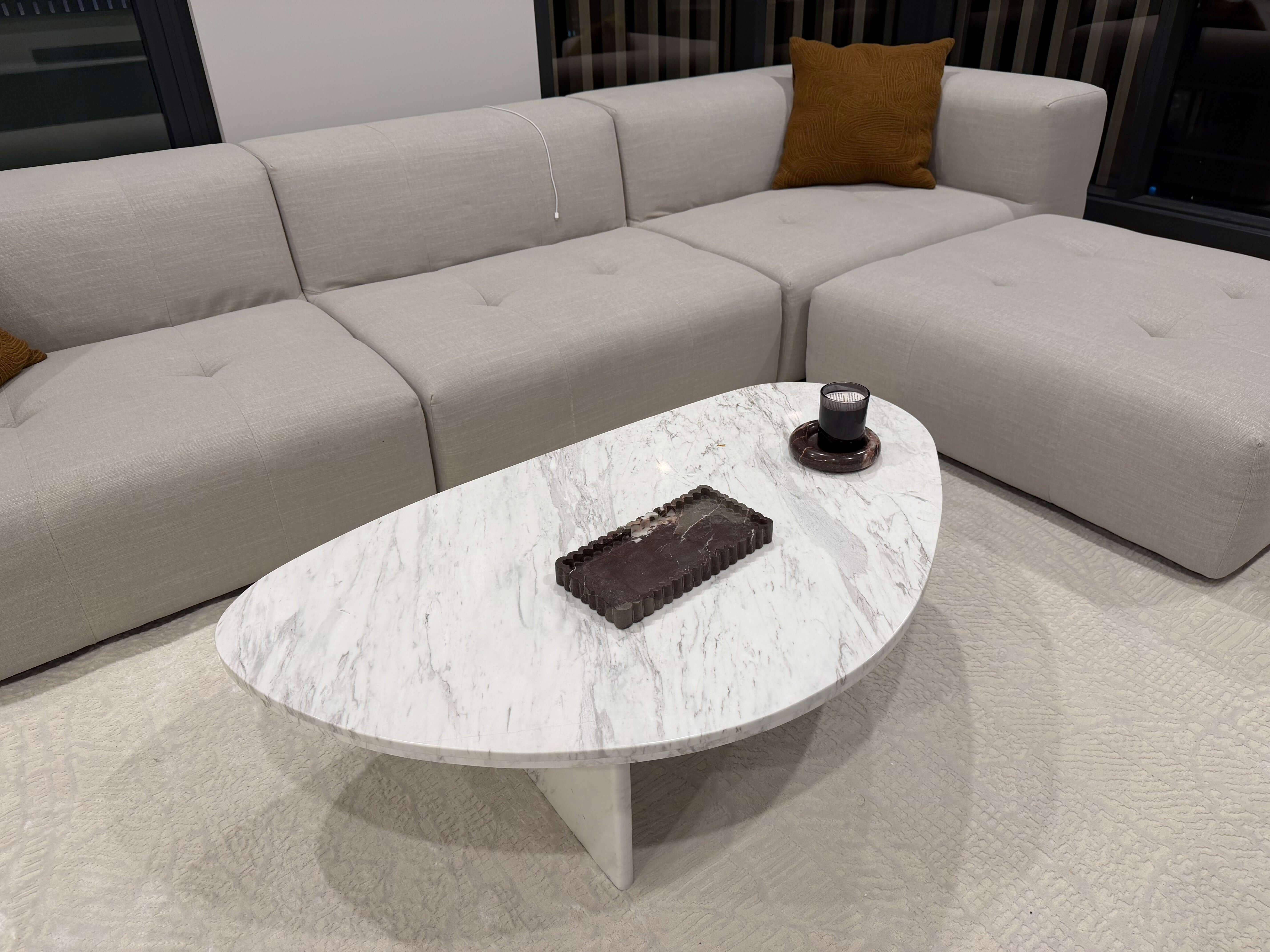 White Oval Marble Coffee Table by Kozy Nest
