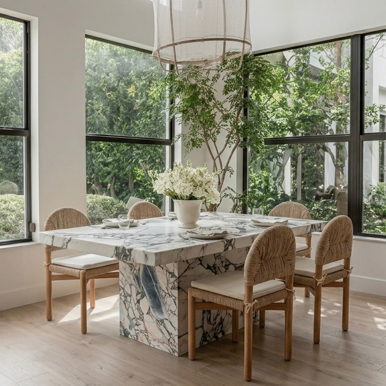 Calacatta Nero luxury marble dining table - Kozy Nest Australia