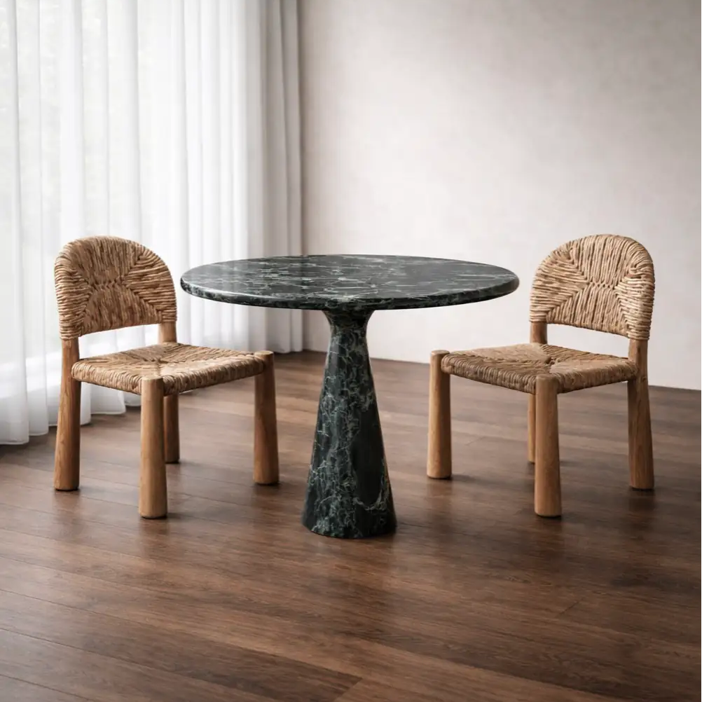 Round Green Marble Dining Table by Kozy Nest