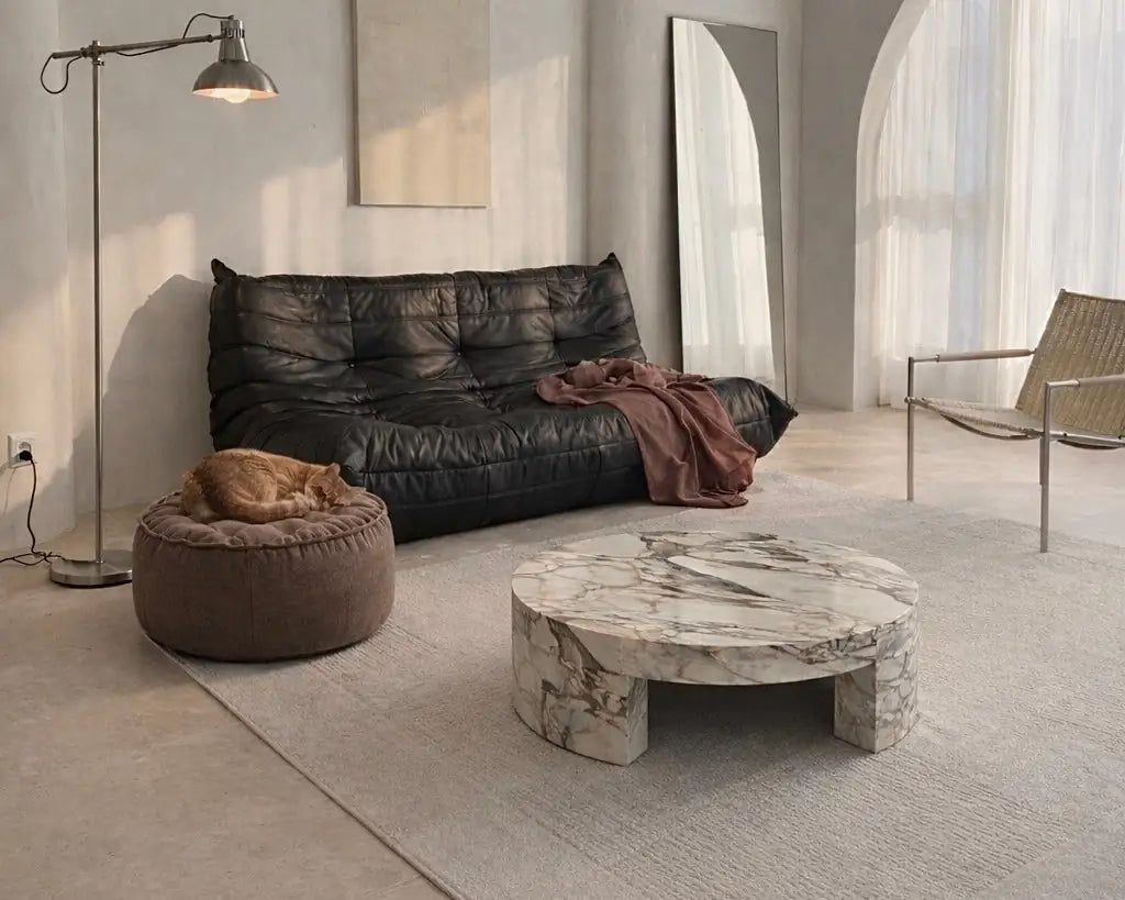 White Marble Round Coffee Table by Kozy Nest