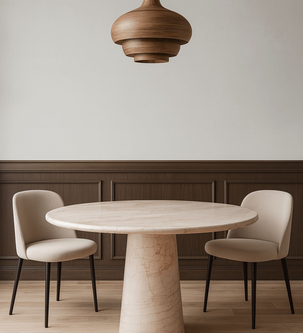 Round Pink Marble Dining Table