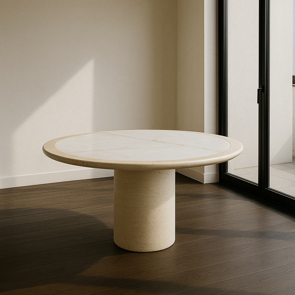 Round White Onxy Marble Dining Table