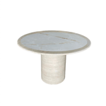 Round White Onyx Marble Dining Table Close Up