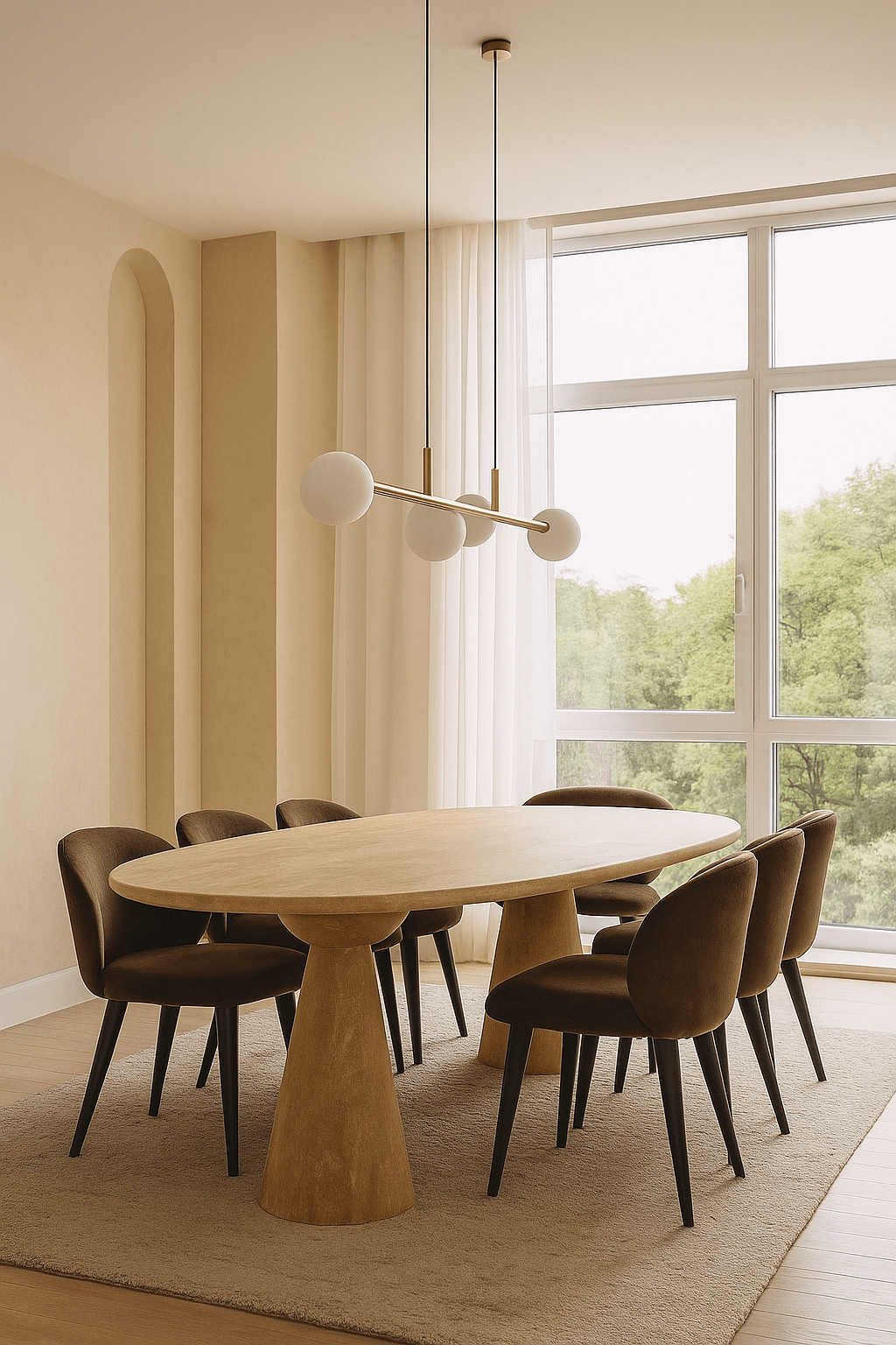 Oval Travertine Dining Table