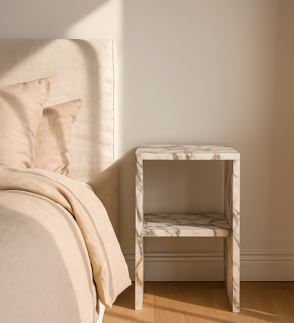 White Marble Bed Side Table Home