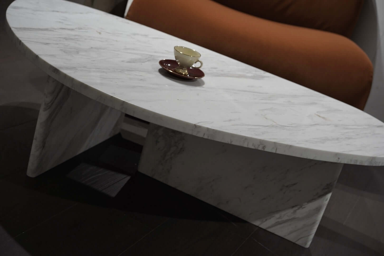 White Oval Marble Coffee Table