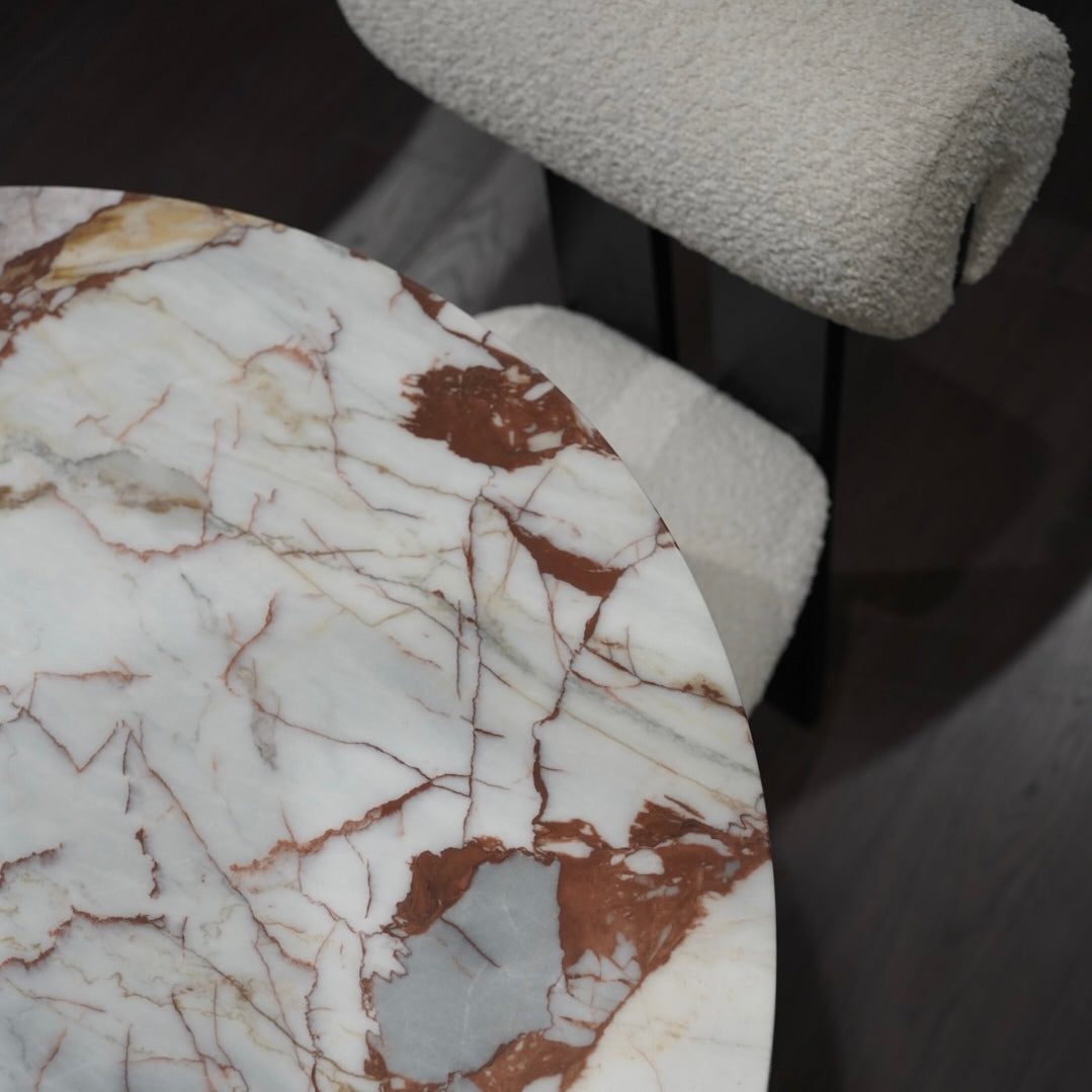 Calacatta Breccia Viola Marble Round Dining Table
