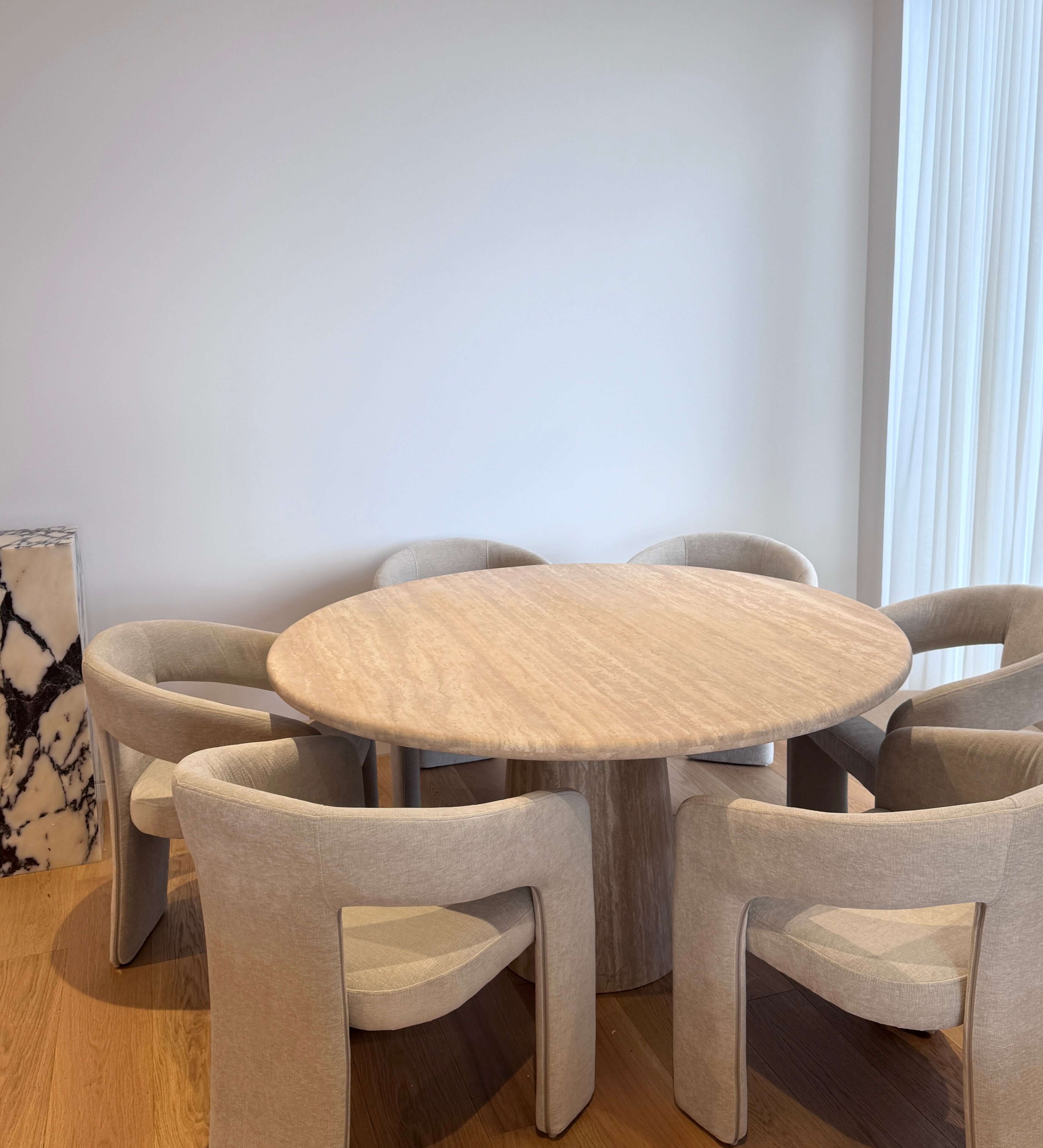 Round Travertine Dining Table