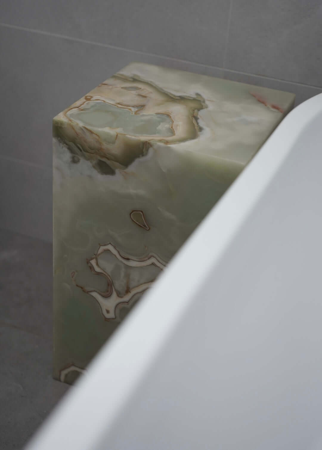 Green Onyx Marble Plinth Close Up