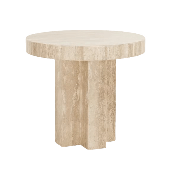 Mira Oversized Travertine Side Table