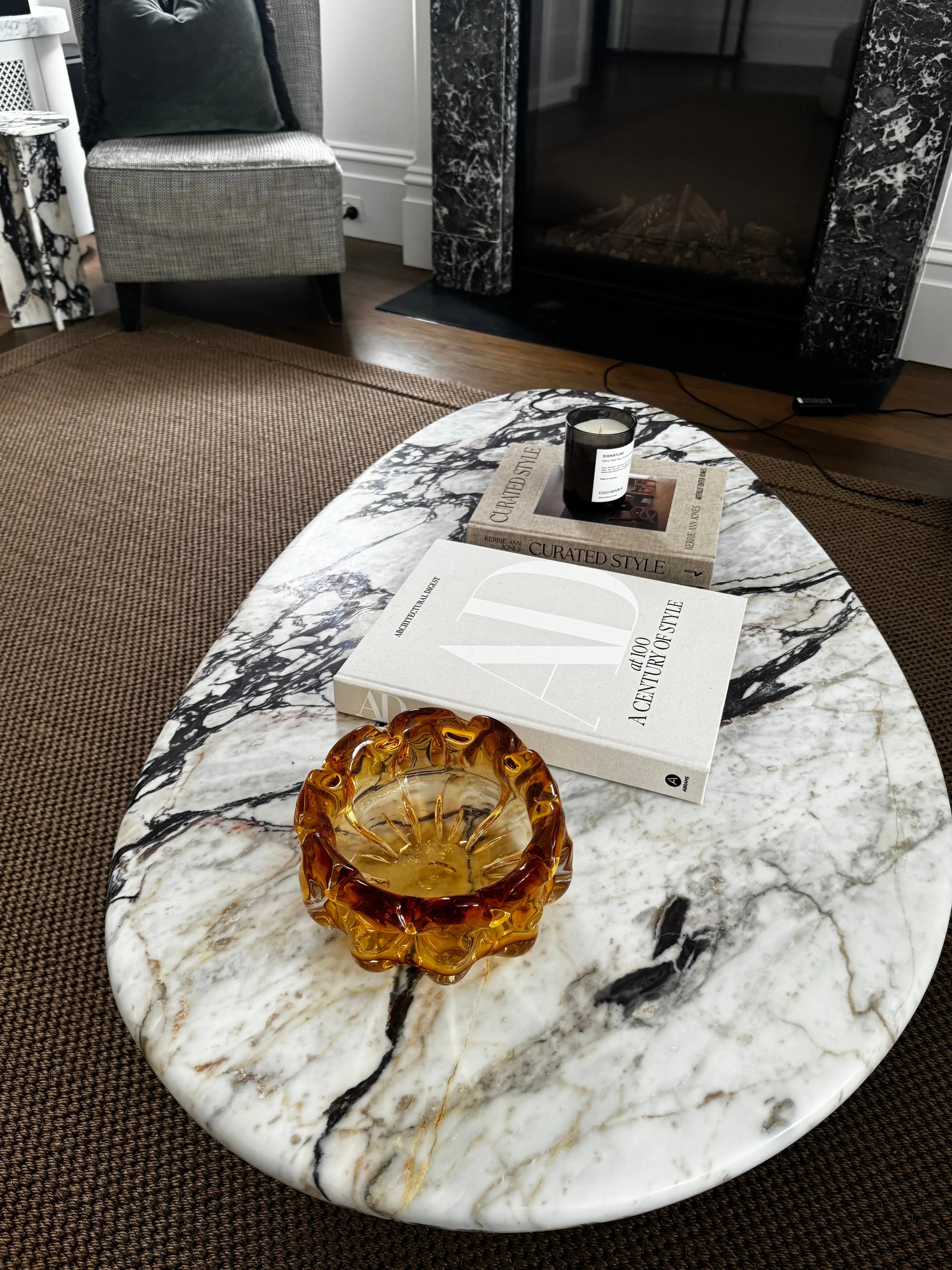 Calacatta Viola Oval Marble Coffee Table