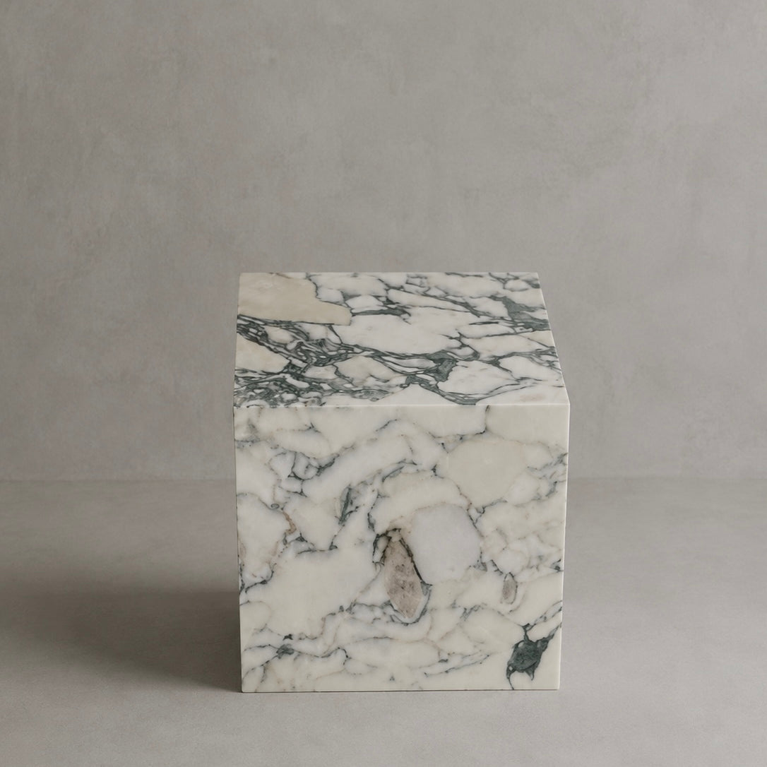 Calacatta Monet Marble Cube Plinth