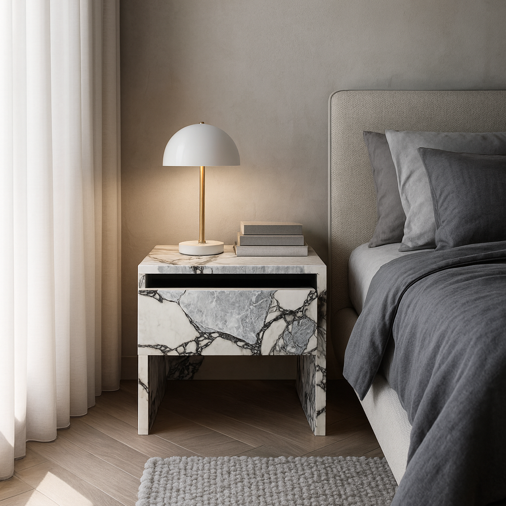 Red Marble Bedside Table