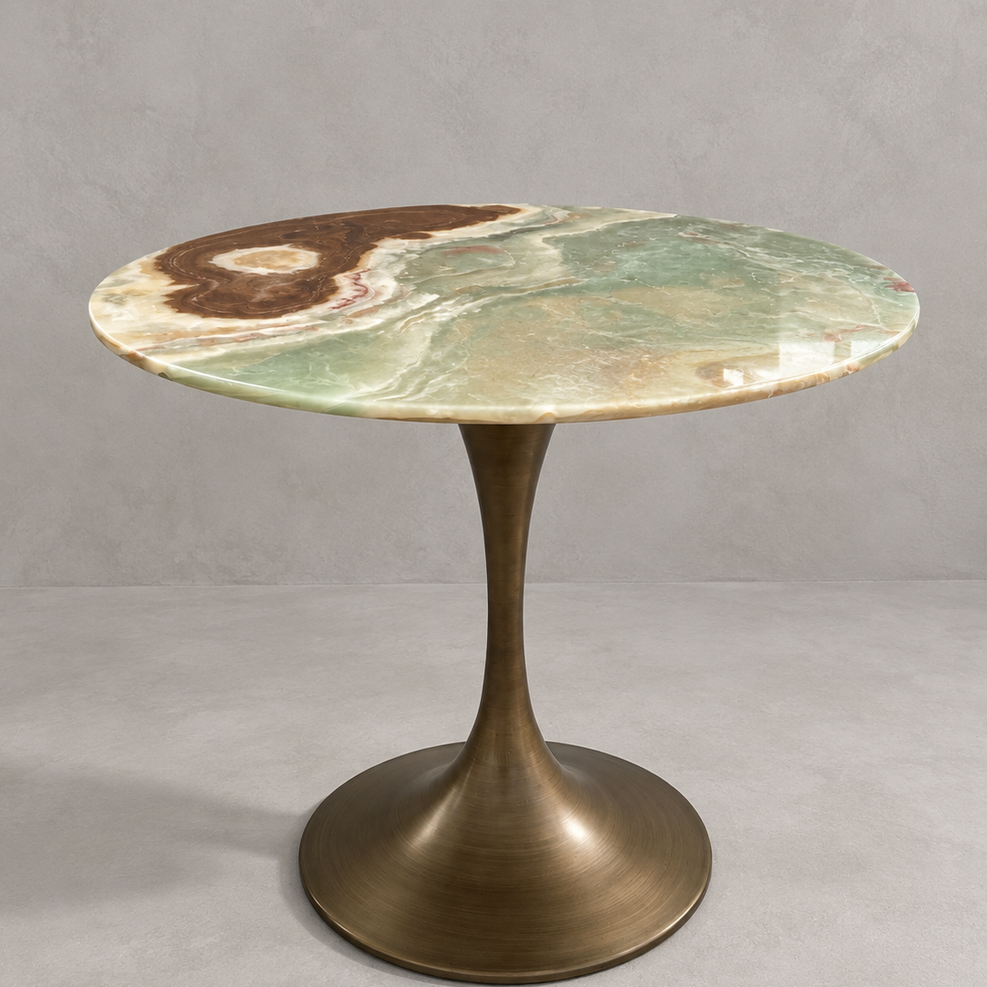 Oasis Round Green Onyx Dining Table
