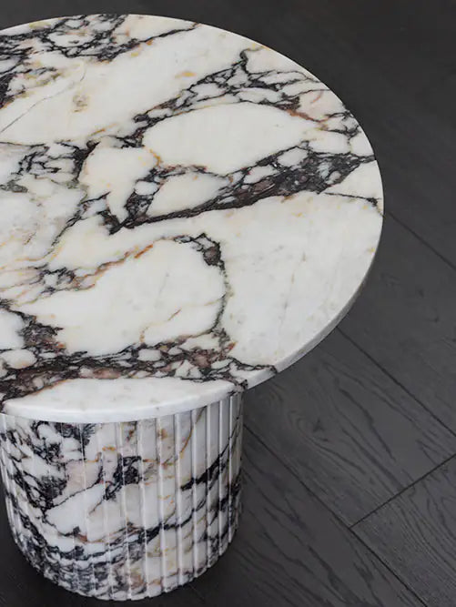 Large Round Calacatta Viola Marble Side Table