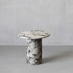 Large Round Calacatta Viola Marble Side Table