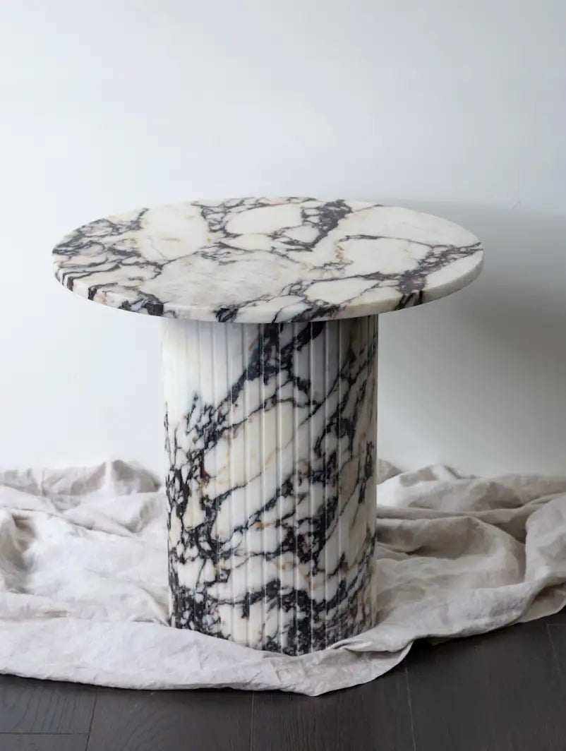 Large Round Calacatta Viola Marble Side Table