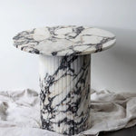Large Round Calacatta Viola Marble Side Table