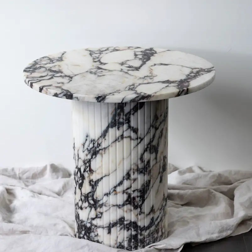Large Round Calacatta Viola Marble Side Table
