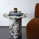 Large Round Calacatta Viola Marble Side Table