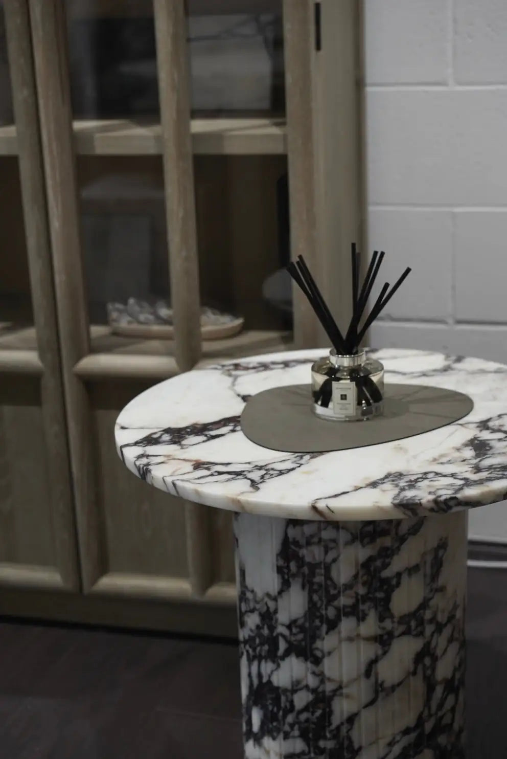 Large Round Calacatta Viola Marble Side Table