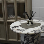 Large Round Calacatta Viola Marble Side Table