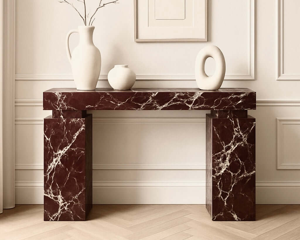 Red Marble Console Table