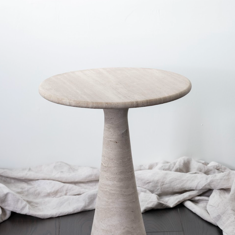 Travertine Side Table