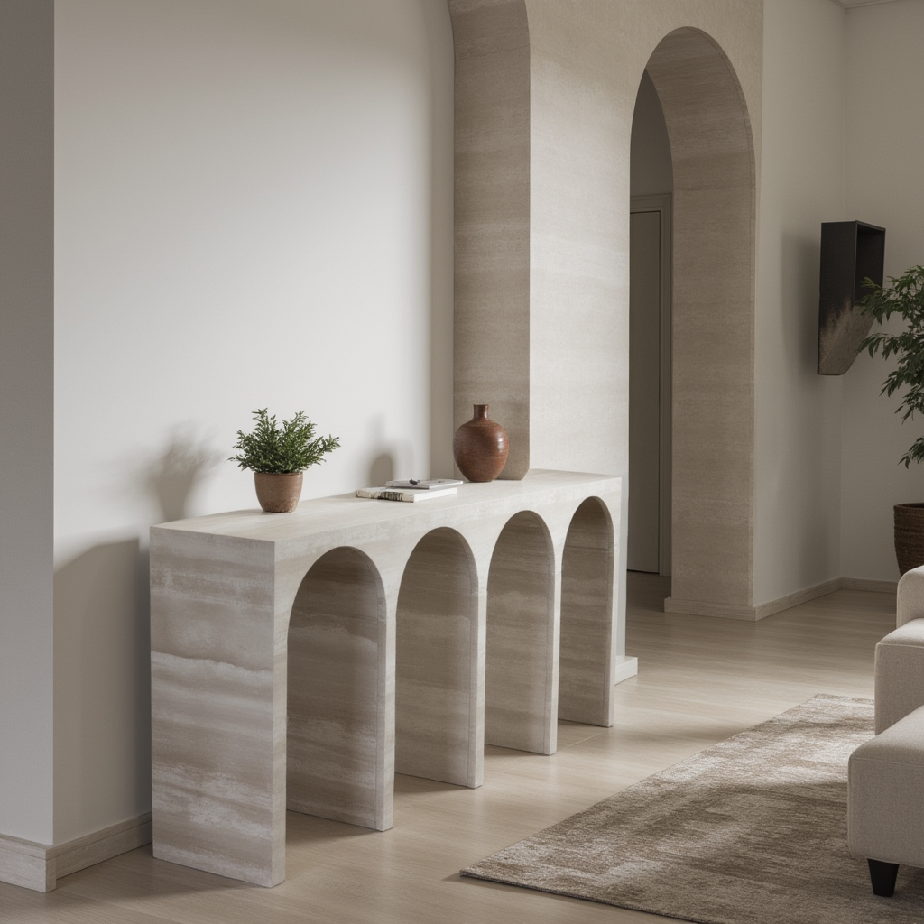 Travertine Console Table