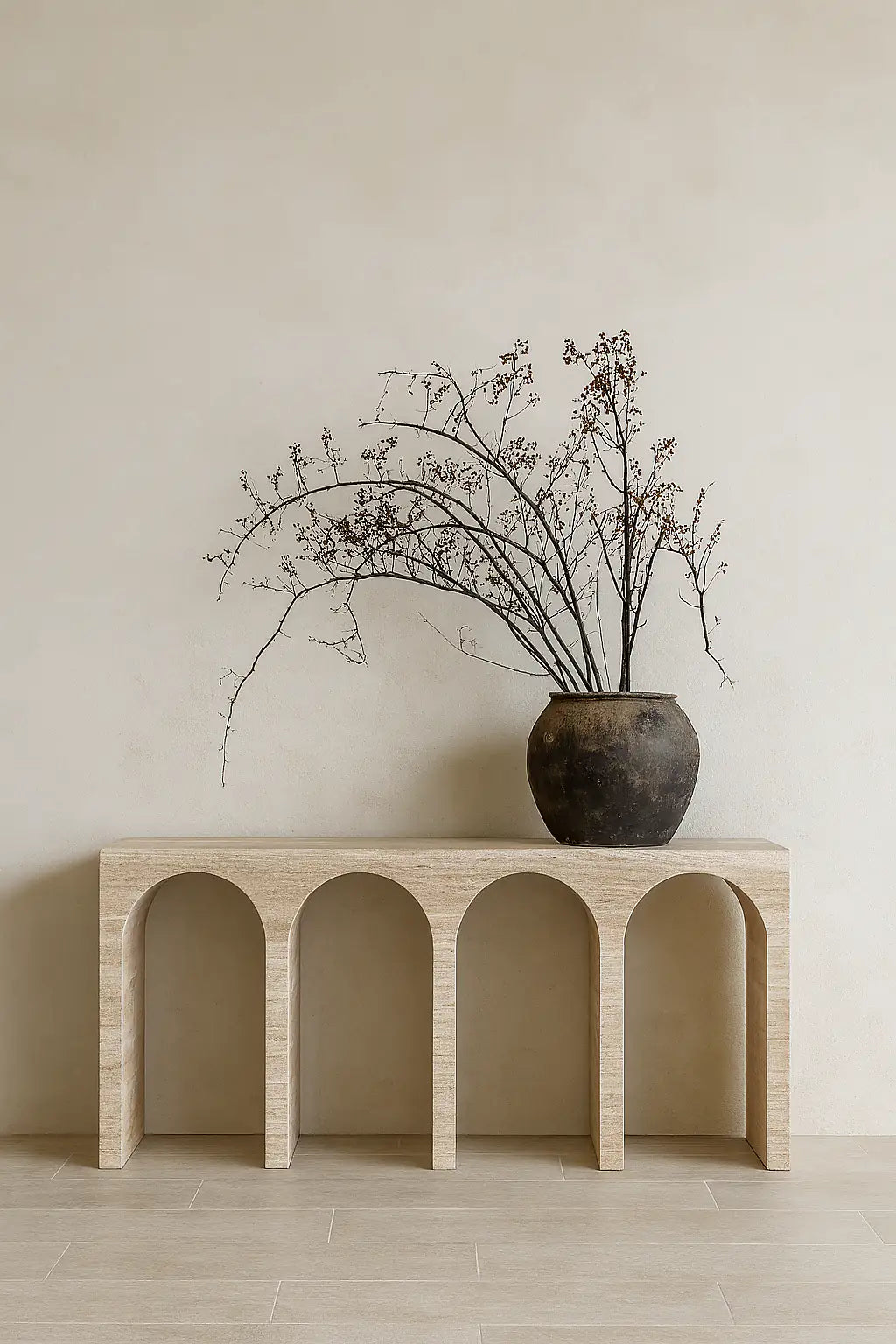 Travertine Marble Arch Console Table