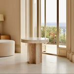 Travertine Side Table in Living Room
