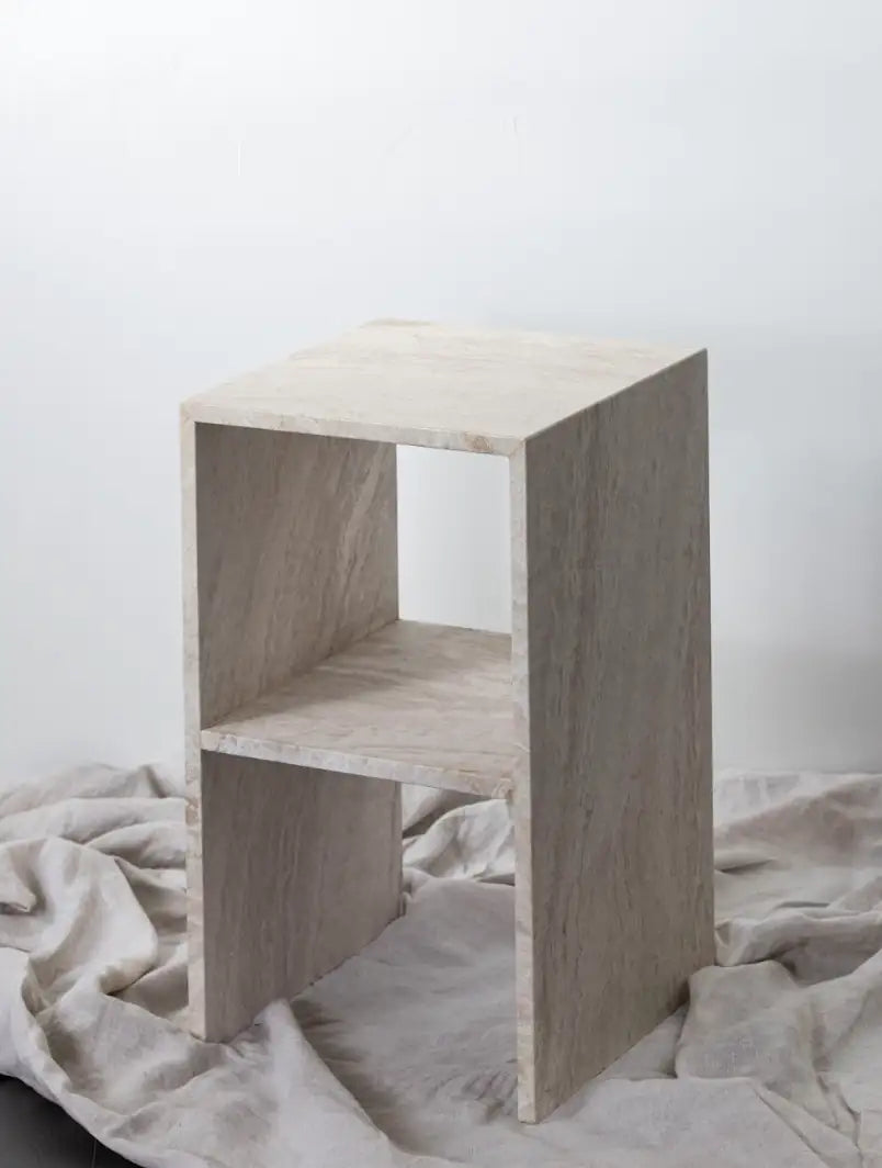 Travertine Square Side Table