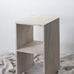 Travertine Square Side Table