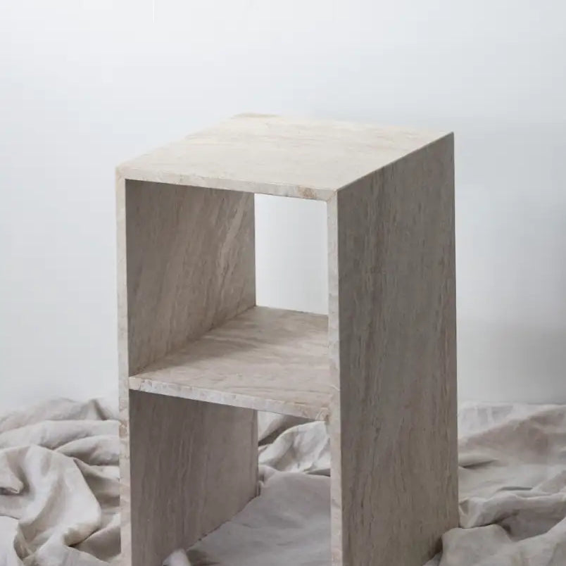 Travertine Square Side Table