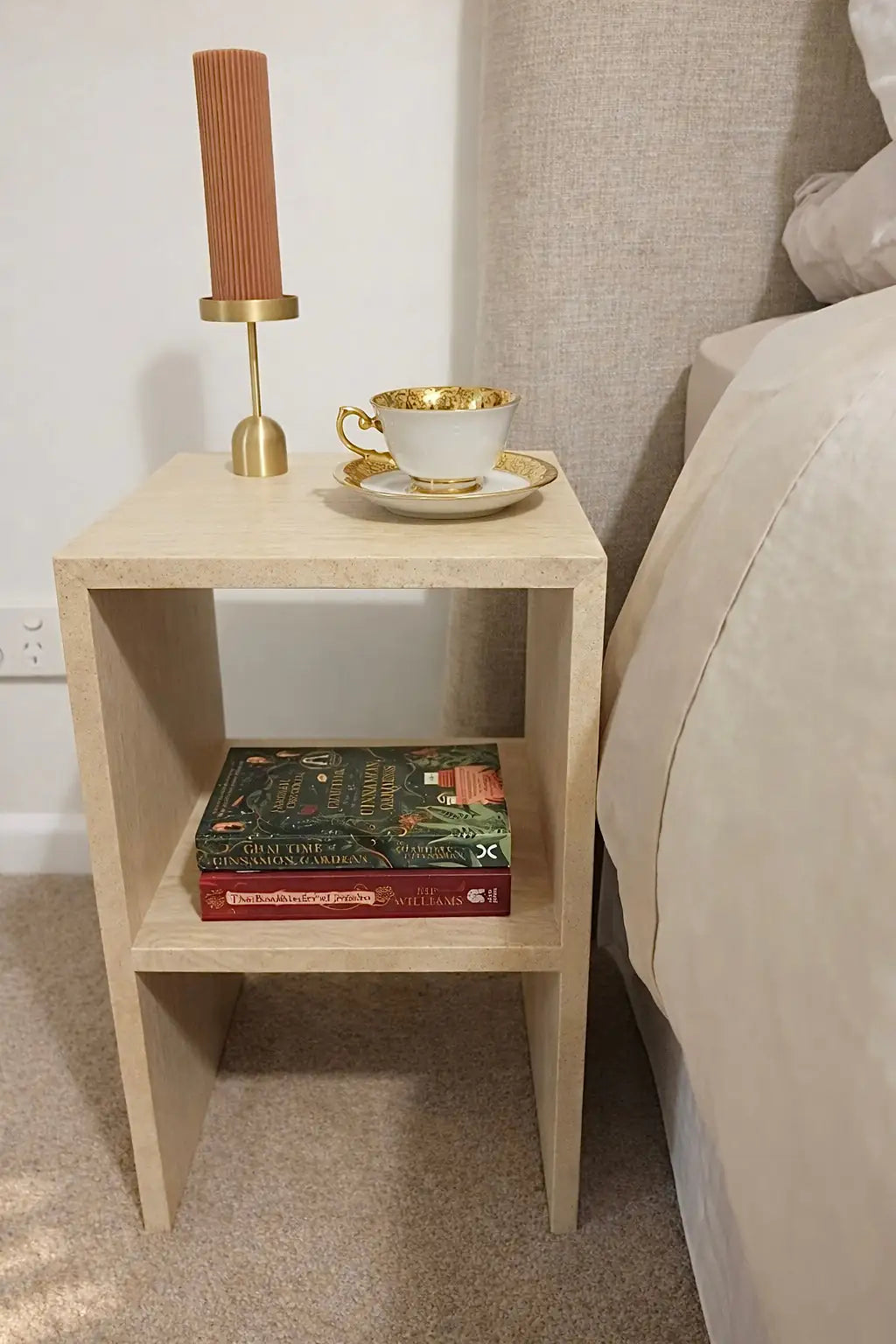 Travertine Square Side Table