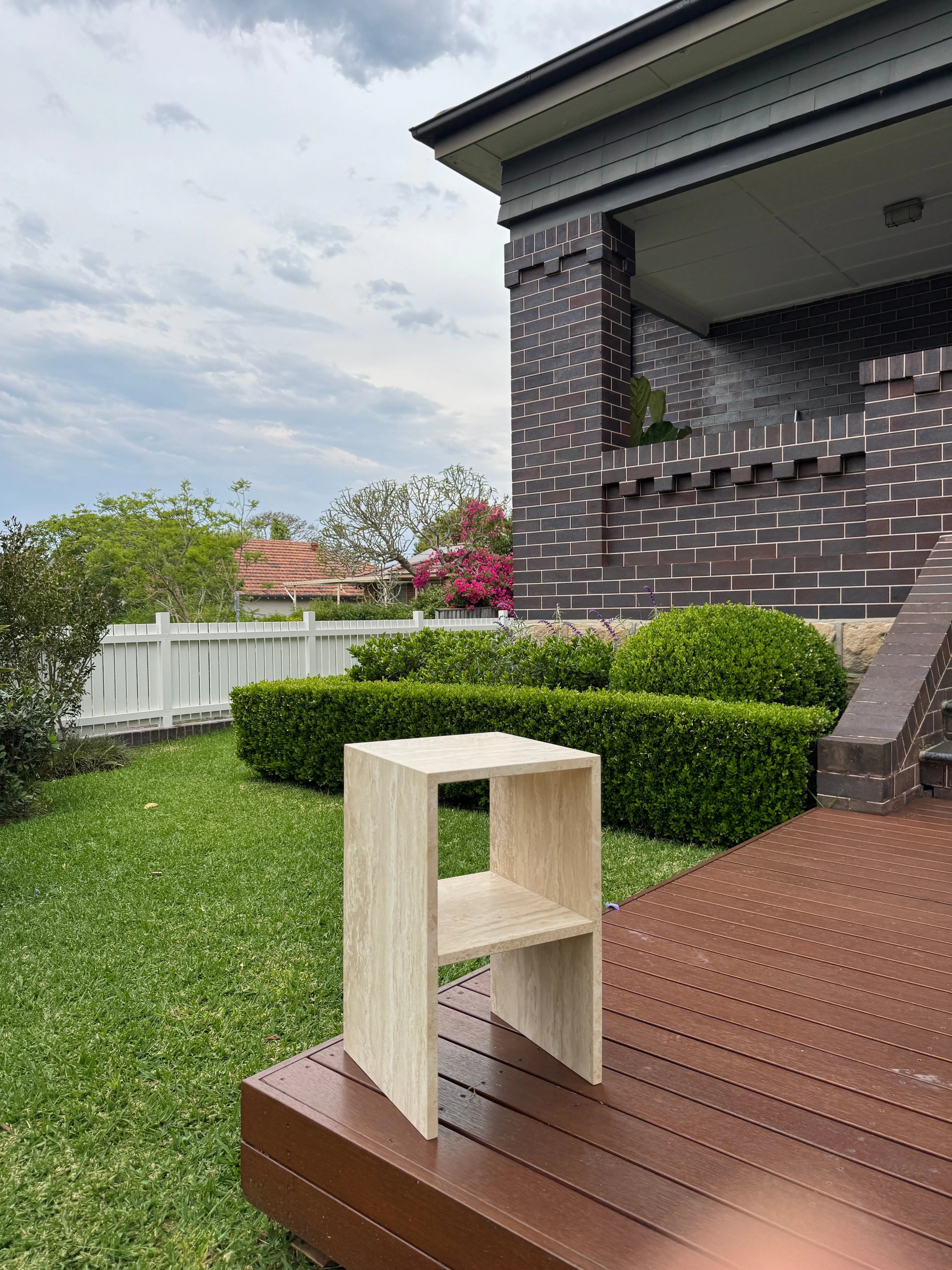 Travertine Square Side Table