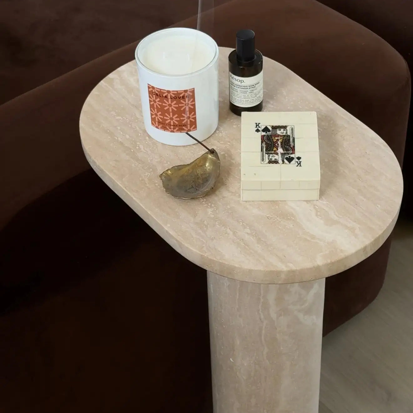 Travertine Stone Side Table