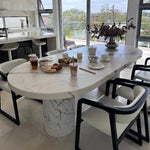 White Marble Oval Dining Table