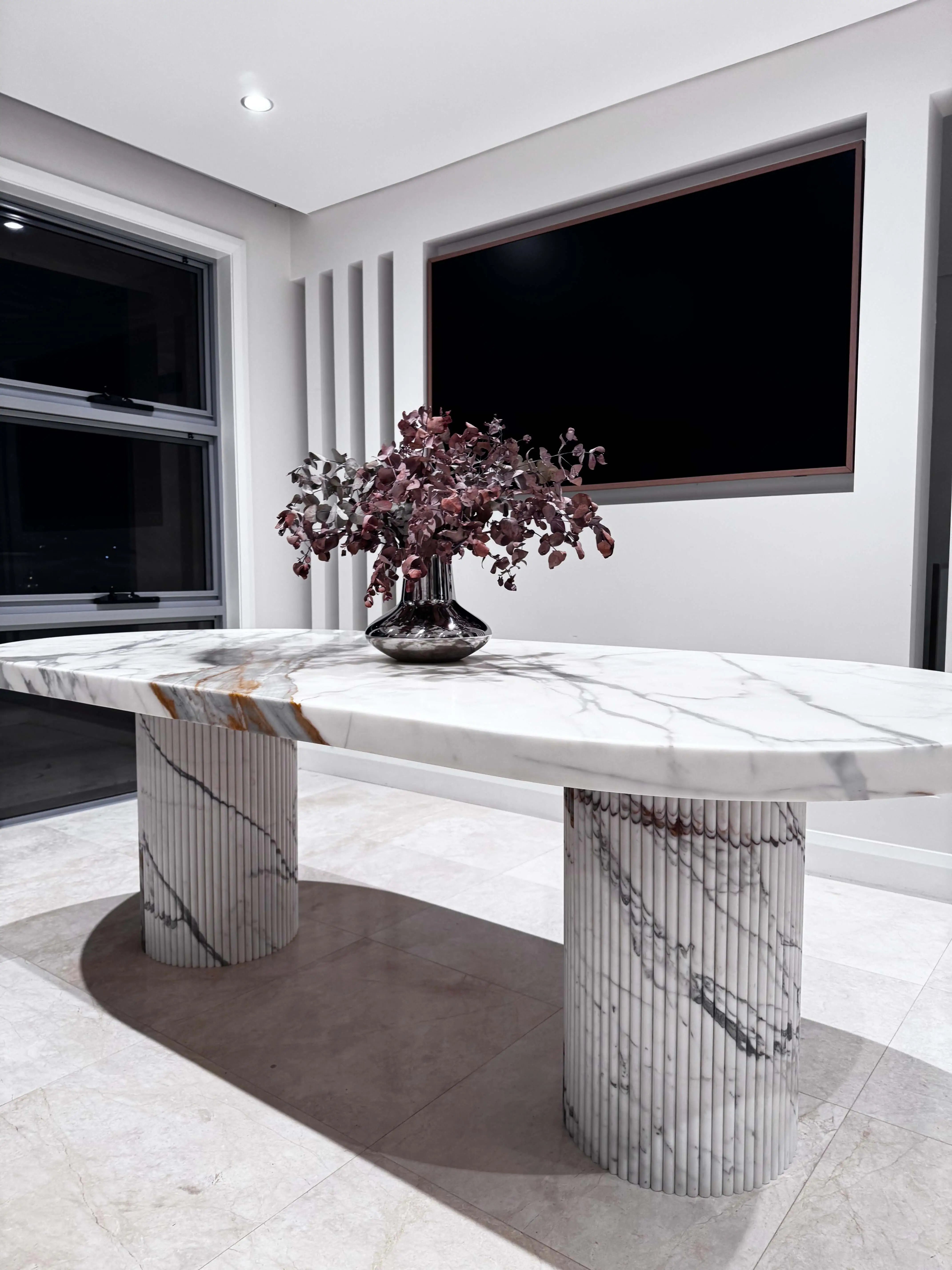 White Marble Oval Dining Table