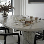 White Marble Oval Dining Table