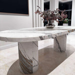White Marble Oval Dining Table