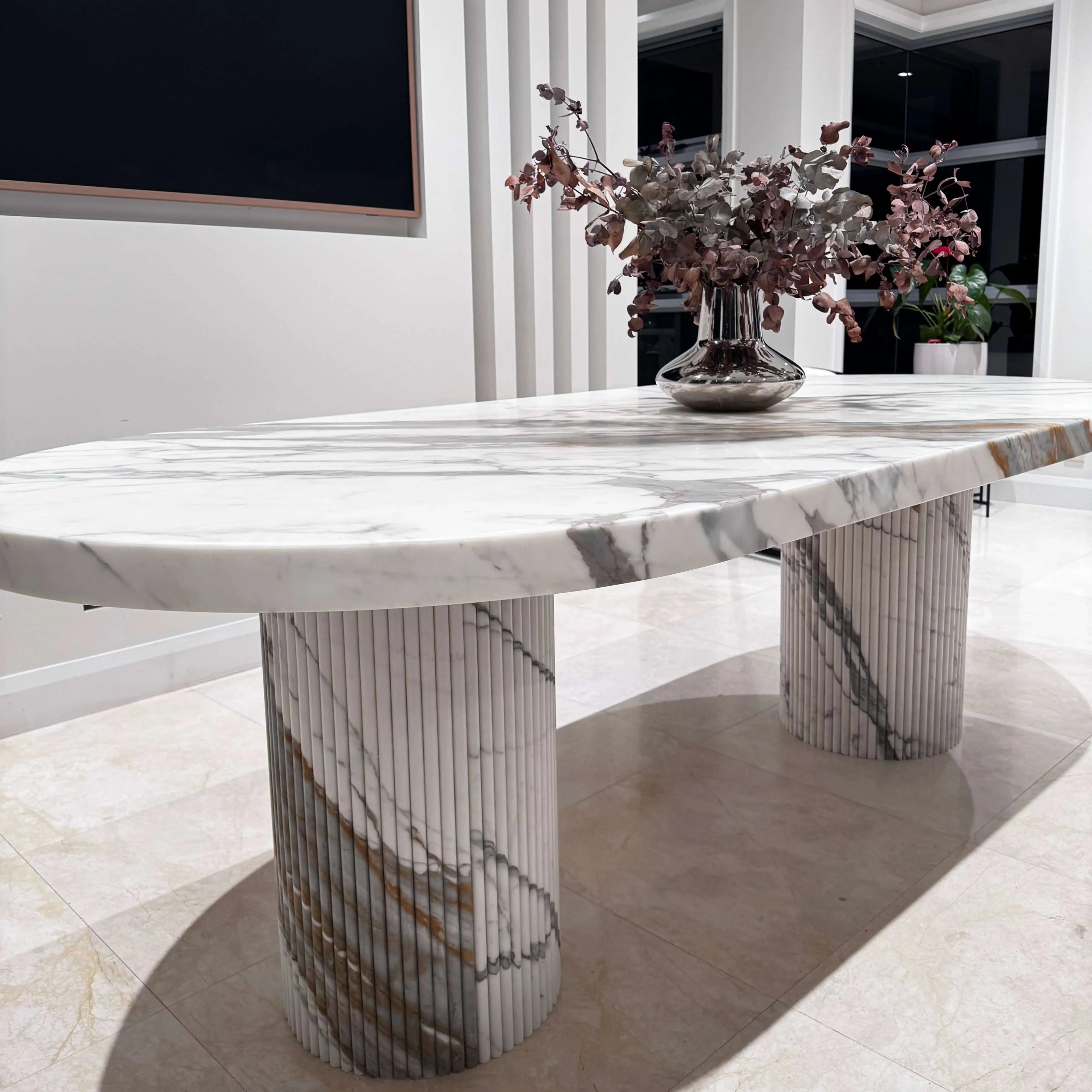 White Marble Oval Dining Table