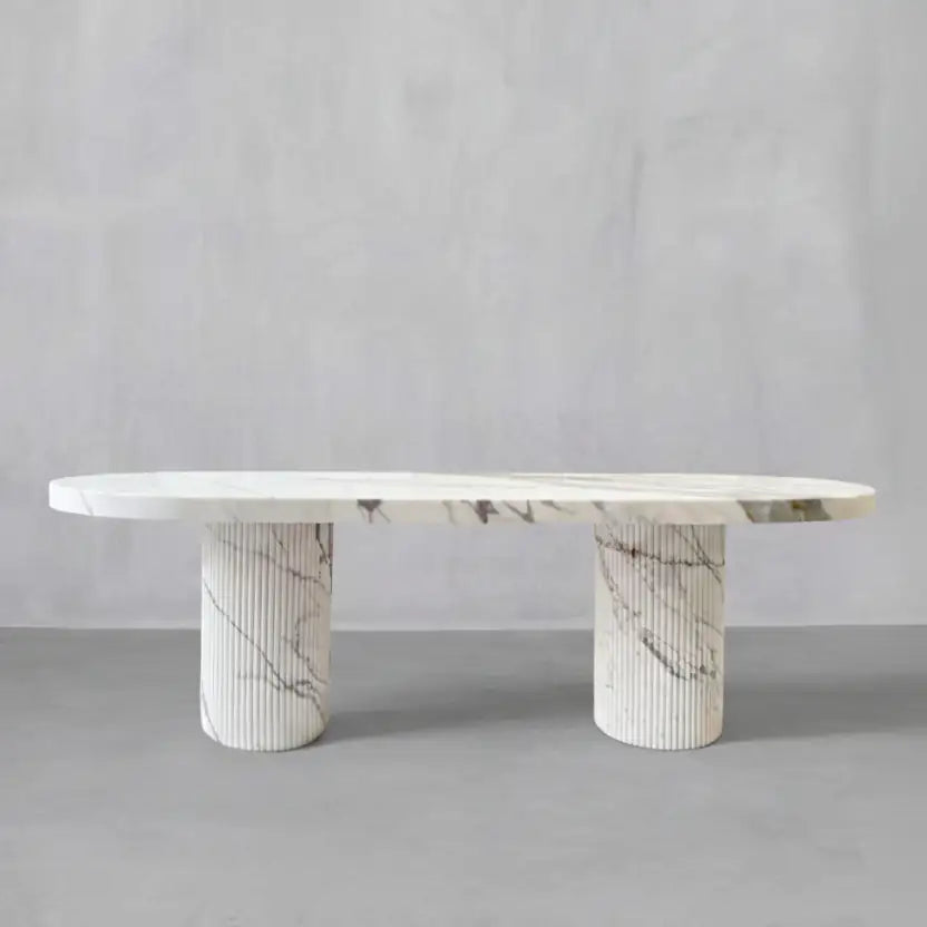 White Marble Oval Dining Table