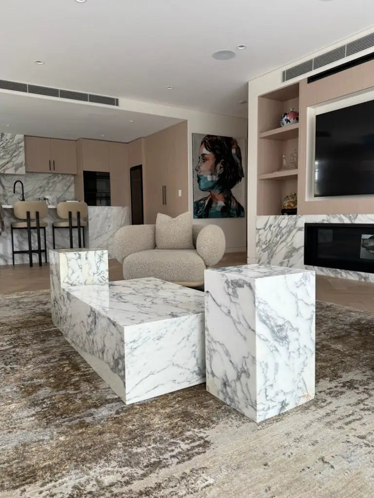 White Marble Plinth Coffee Table